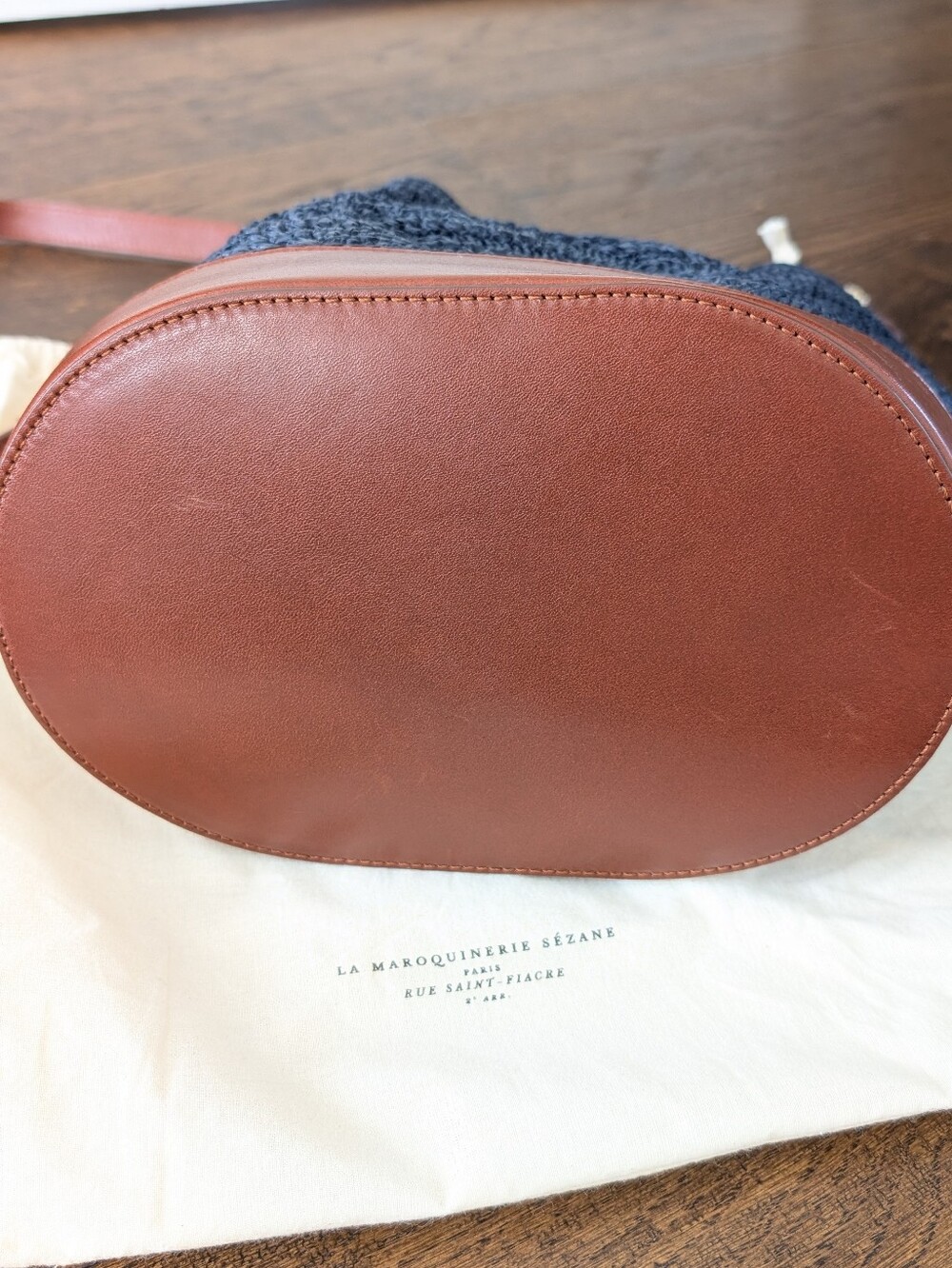 Sézane Alma Raffia Bucket Bag - Navy - Picture 6 of 7